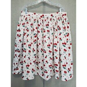 Collectif Cotton Blend Cherry Novelty Print Swing Skirt Rockabilly Pinup US 14